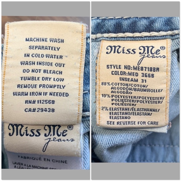 Miss Me Womens Size 27 Jeans Signature Standard Boot Cut Light Wash Dist… - Picture 11 of 12
